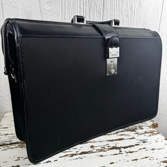 Schlesinger Black Leather Trim Attache Briefcase Combination Locking File Doctor - Picture 6 of 14